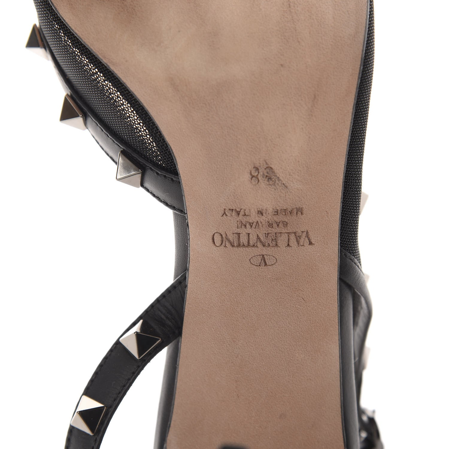 Valentino Garavani Mesh Rockstud Half D'Orsay Slingback 85mm Pumps 38 Black 8 of 9