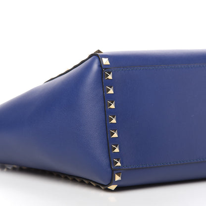 Valentino Garavani Vitello Rockstud Double Handle Tote Blu Delft 6 of 11