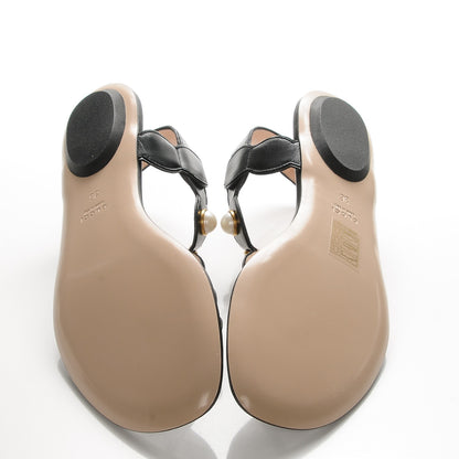 Gucci Nappa Willow Pearl Thong Sandals 36 Black 5 of 8