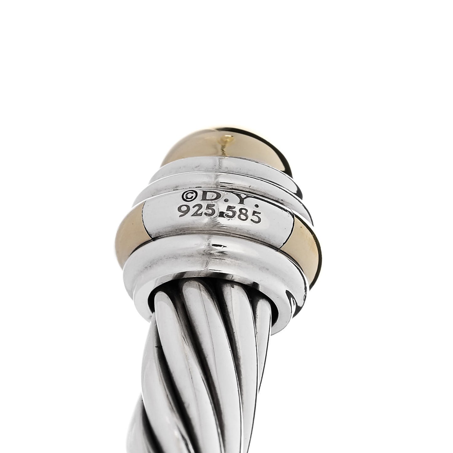 Sterling Silver 14K Yellow Gold 7mm Cable Classics Dome Bracelet