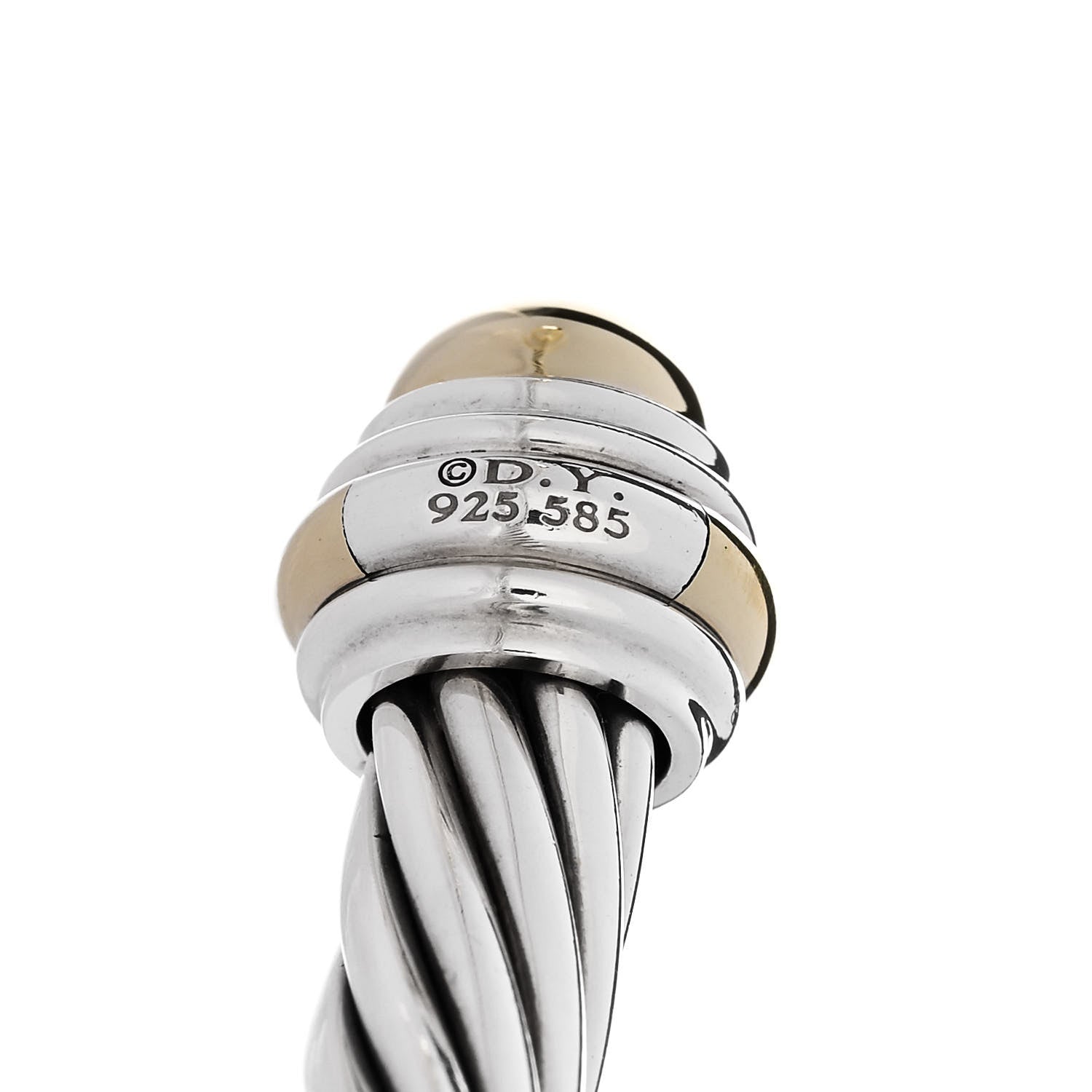 David Yurman Sterling Silver 14K Yellow Gold 7mm Cable Classics Dome Bracelet 3 of 3