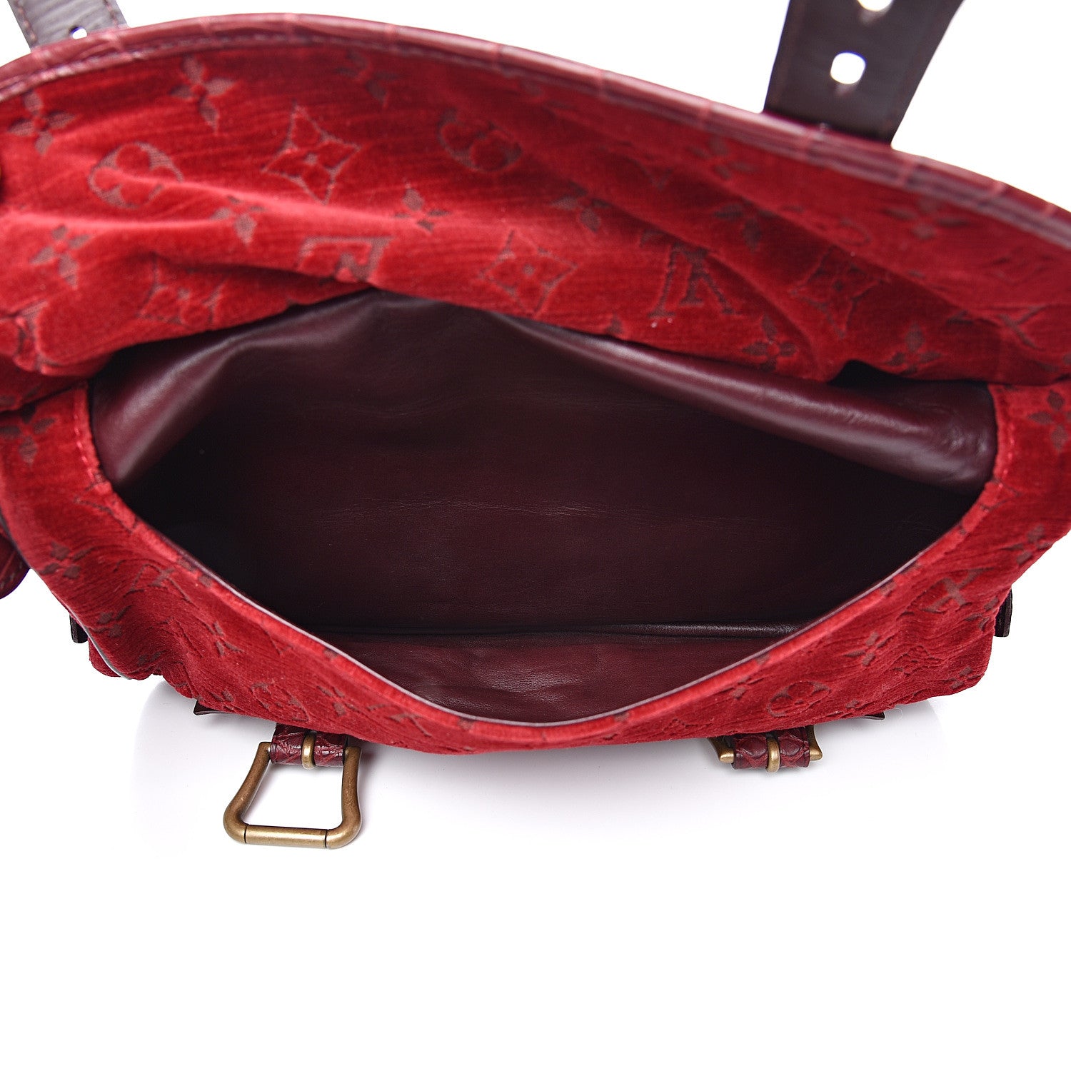 Louis Vuitton Monogram Velours Ostrich Clyde Red 6 of 13