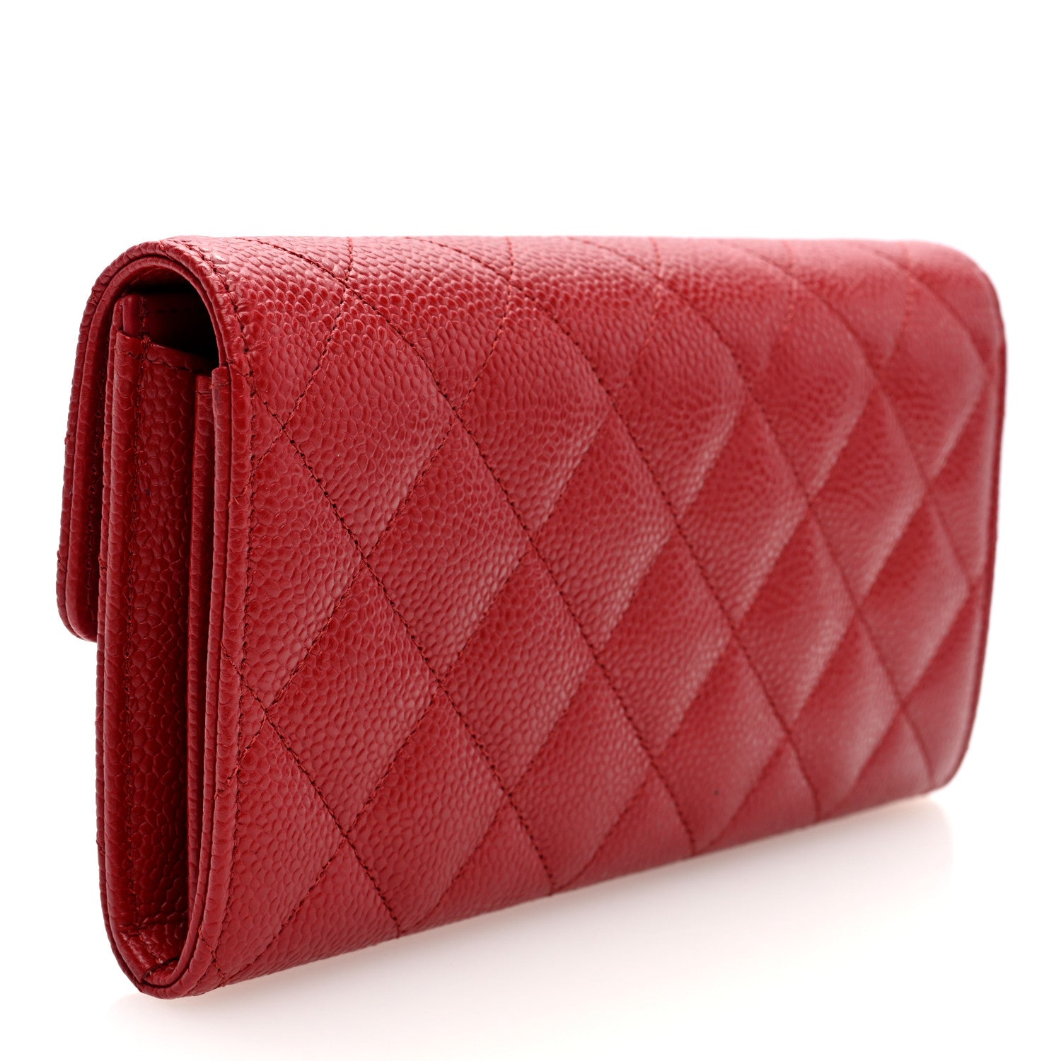Chanel Caviar Quilted Large Gusset Flap Wallet Red 3 of 8