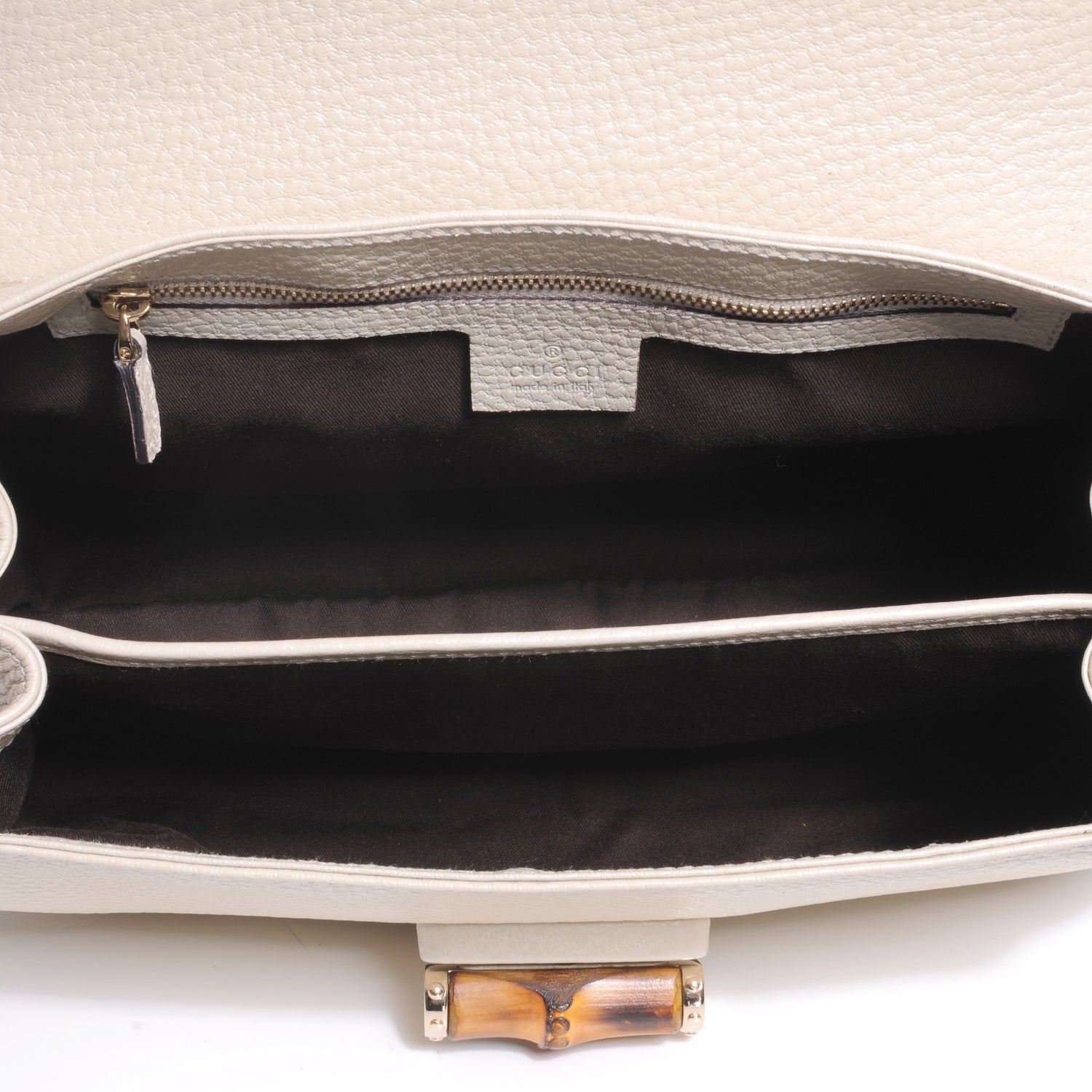 Gucci Leather Bamboo Top Handle Bag Ivory 5 of 7