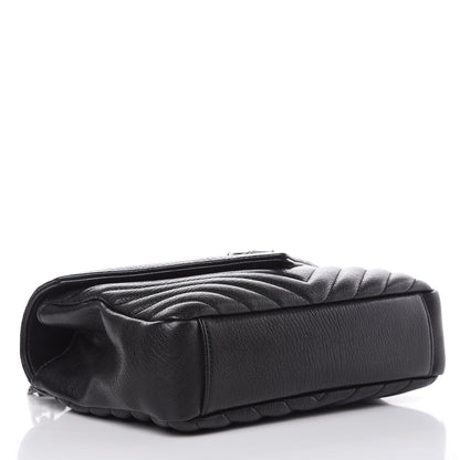 Saint Laurent Sheepskin Matelasse Chevron Monogram Medium College Bag Black 4 of 11