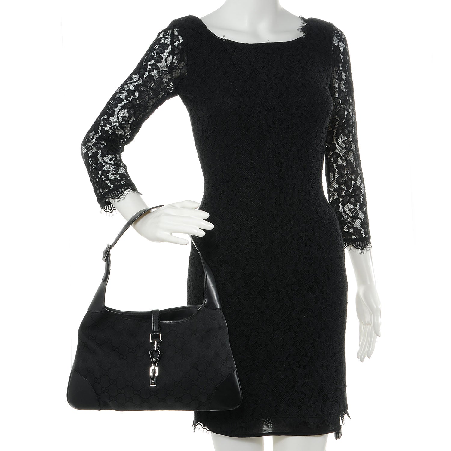 Gucci Monogram Small Jackie O Hobo Black 2 of 9