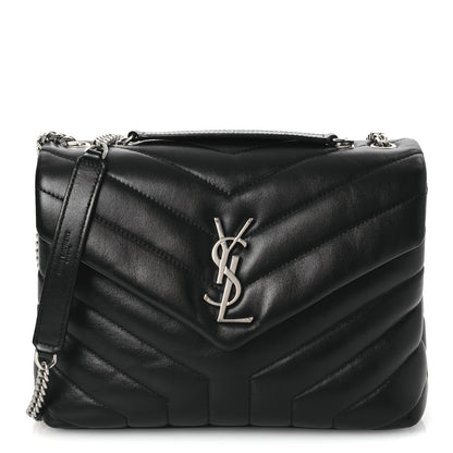 Saint Laurent Calfskin Y Quilted Monogram Small Loulou Chain Satchel Black 1 of 10
