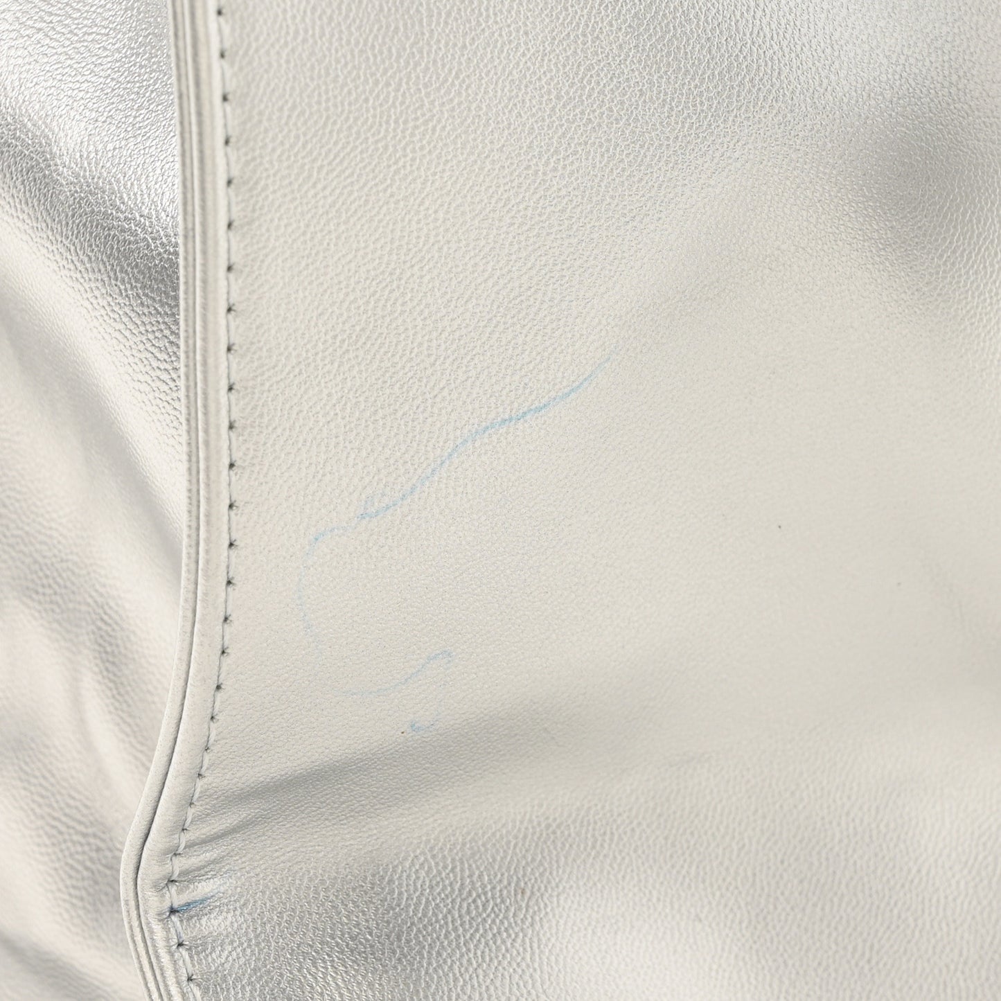 Metallic Vegan Leather Medium Shopping Bag Silver