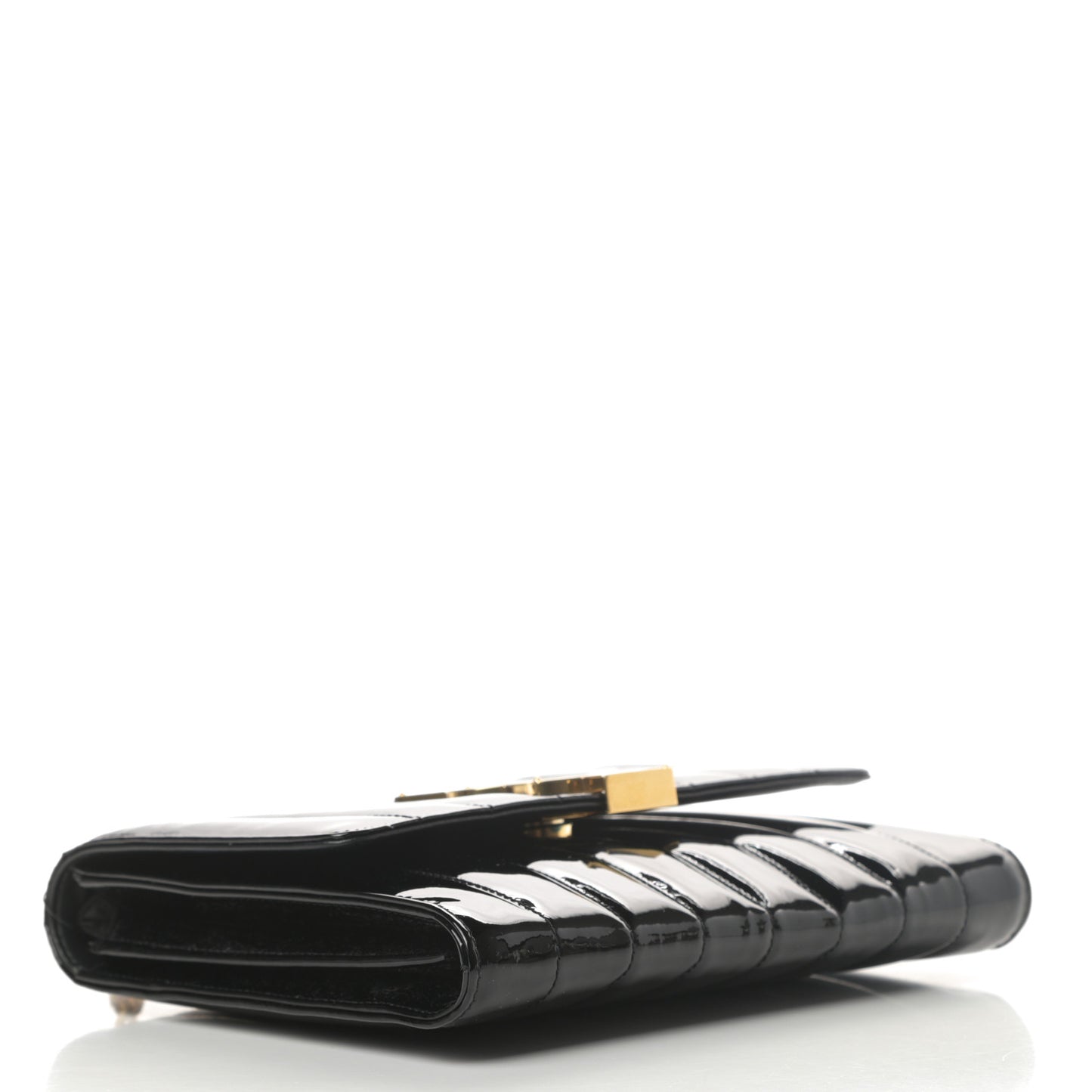Patent Matelasse Monogram Vicky Chain Bag Black