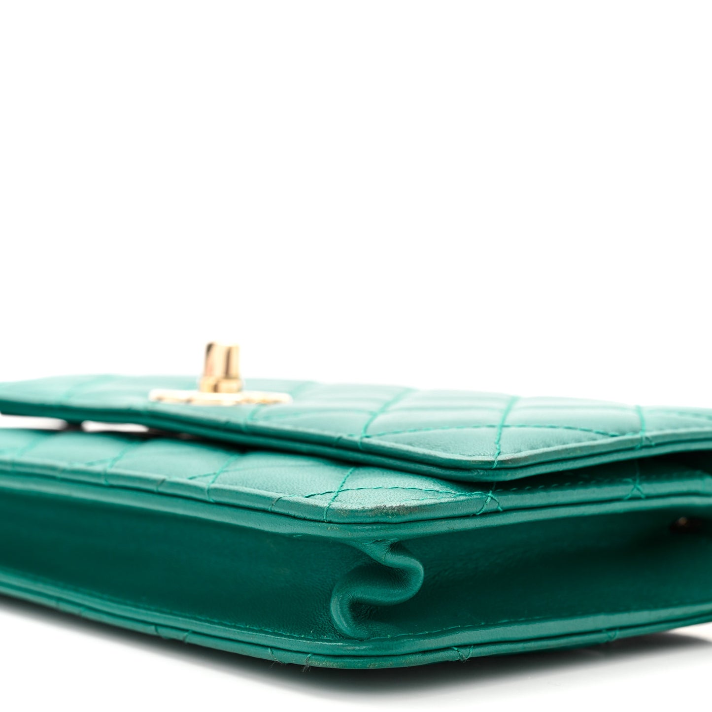 Lambskin Quilted Trendy CC Wallet On Chain WOC Green