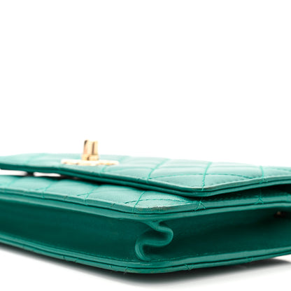 Chanel Lambskin Quilted Trendy CC Wallet On Chain WOC Green 10 of 10