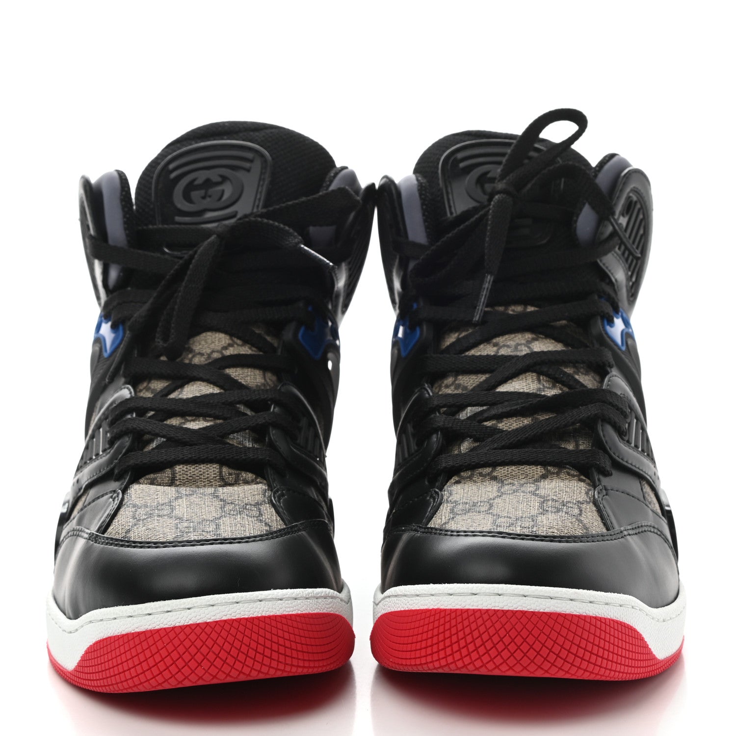 Gucci Demetra GG Supreme Monogram Mens Basket High Top Sneakers 10 Black Beige Ebony Grey 2 of 9