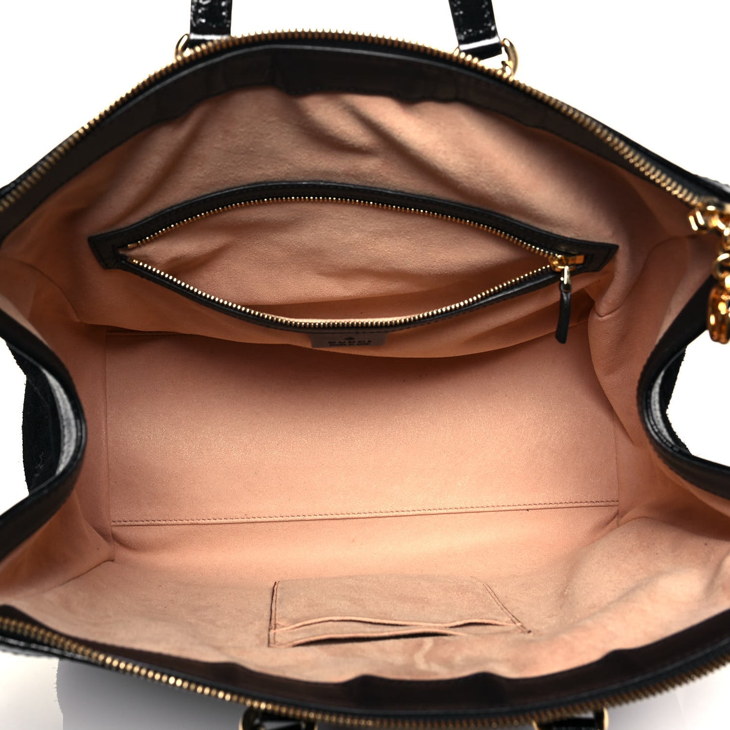 Suede Patent GG Web Medium Ophidia Tote Bag Black