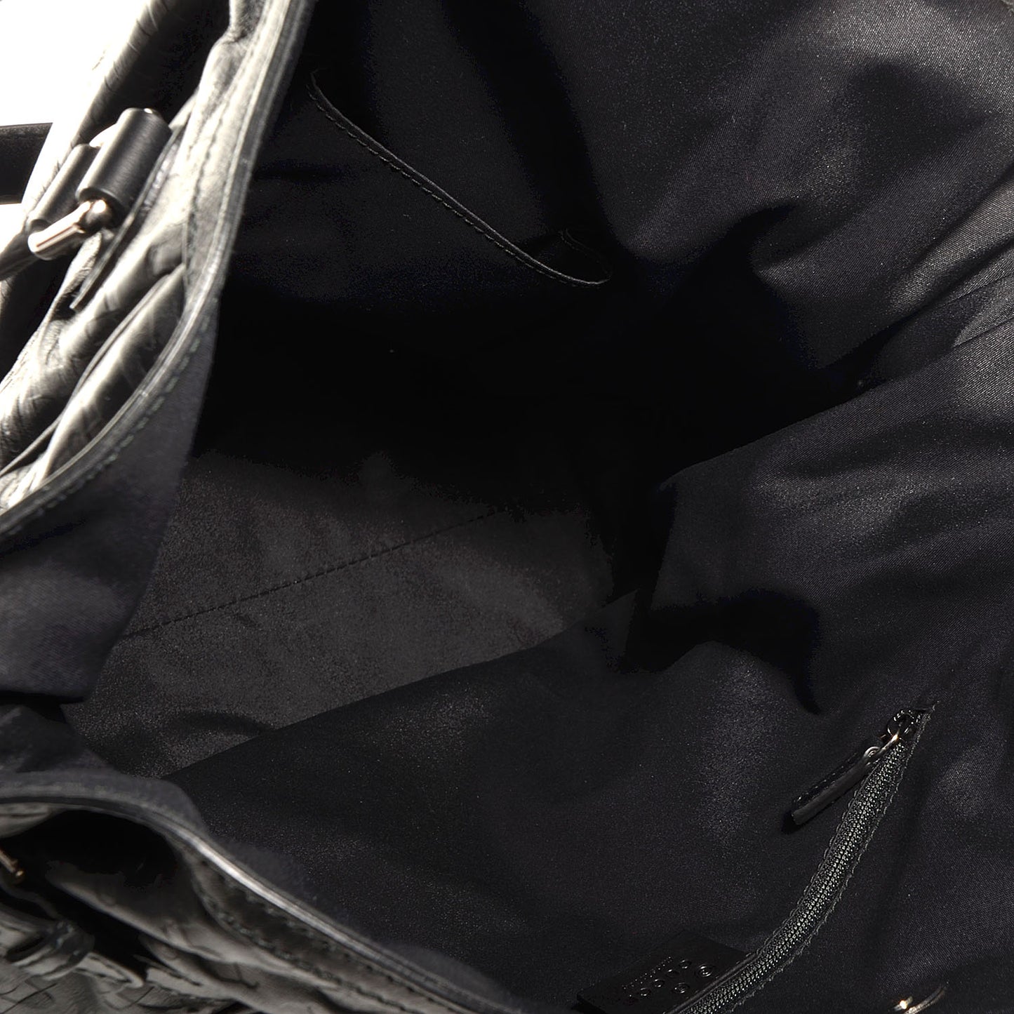 Horsebit Embossed Full Moon Tote Black