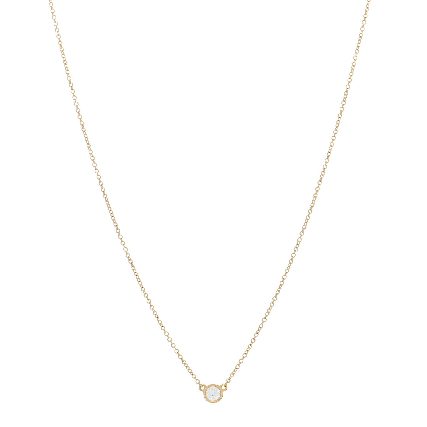 Tiffany 18K Yellow Gold Diamond .17ct Elsa Peretti Diamonds by the Yard Pendant Necklace 1 of 5