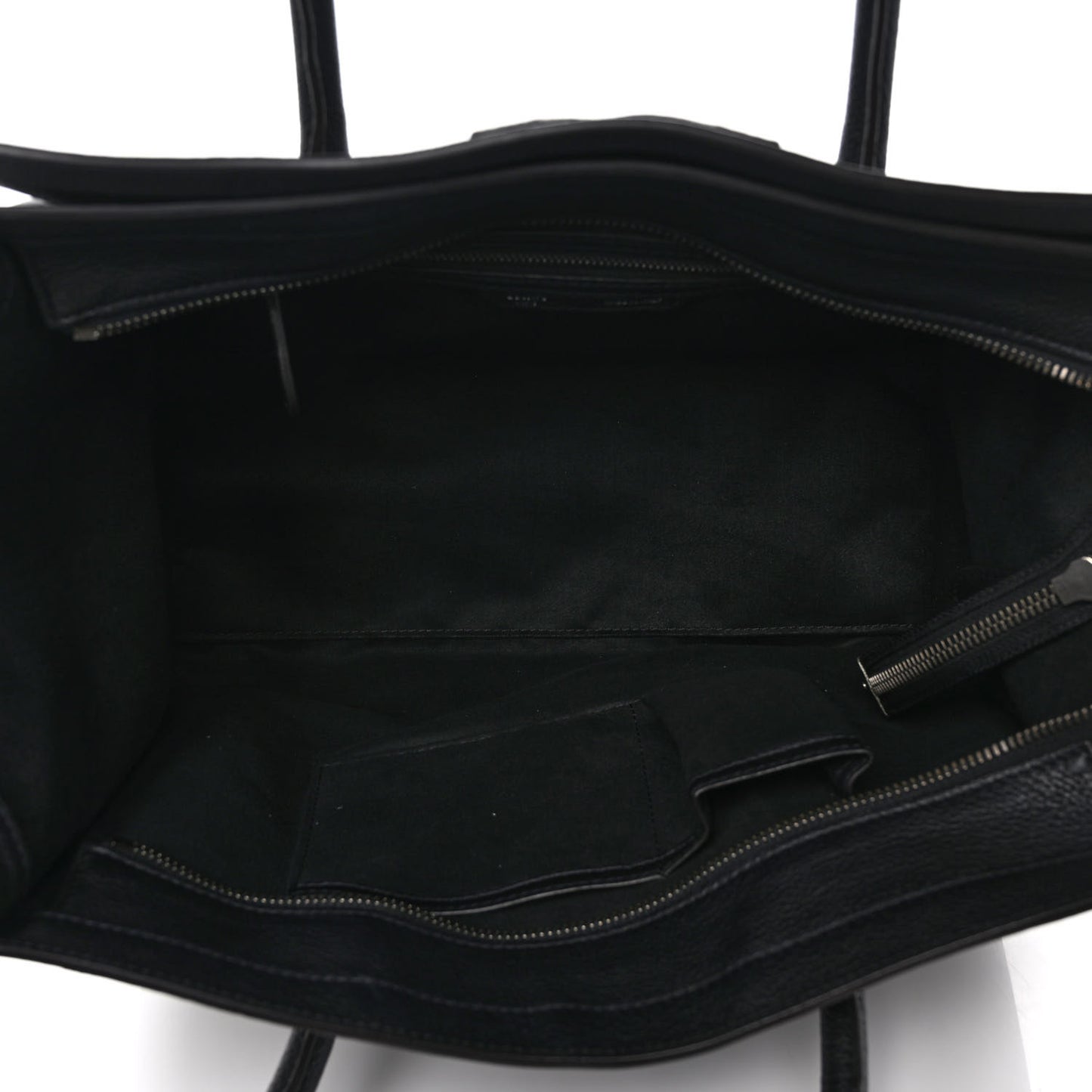 Drummed Calfskin Shoulder Luggage Black