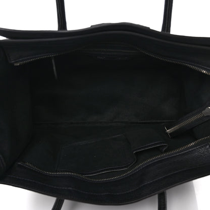 Celine Drummed Calfskin Shoulder Luggage Black 5 of 8
