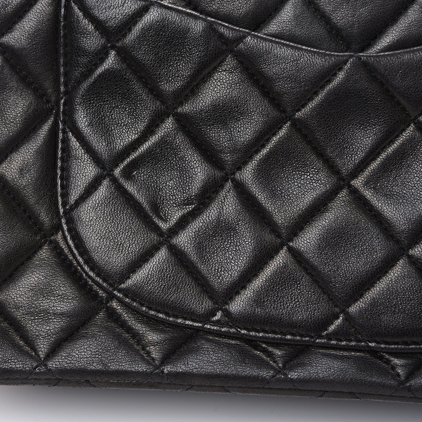 Lambskin Quilted Small Double Flap Black