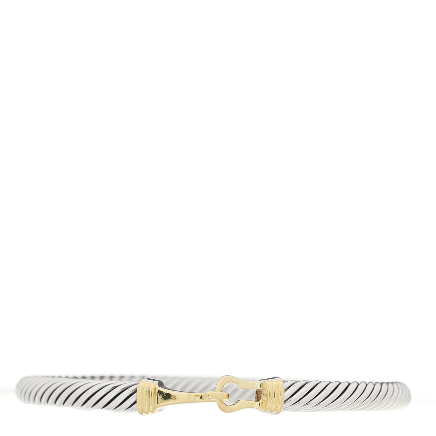 Sterling Silver 14K Yellow Gold 5mm Cable Classic Buckle Bracelet