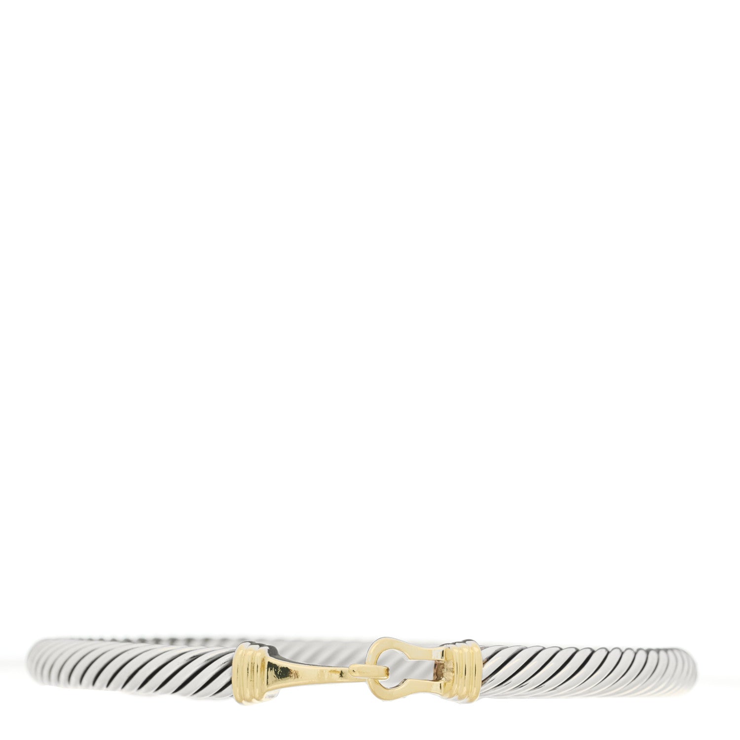 David Yurman Sterling Silver 14K Yellow Gold 5mm Cable Classic Buckle Bracelet 1 of 3