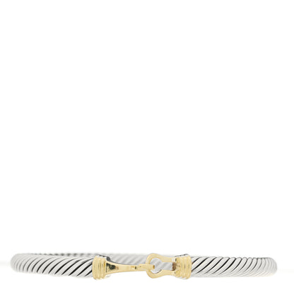 David Yurman Sterling Silver 14K Yellow Gold 5mm Cable Classic Buckle Bracelet 1 of 3