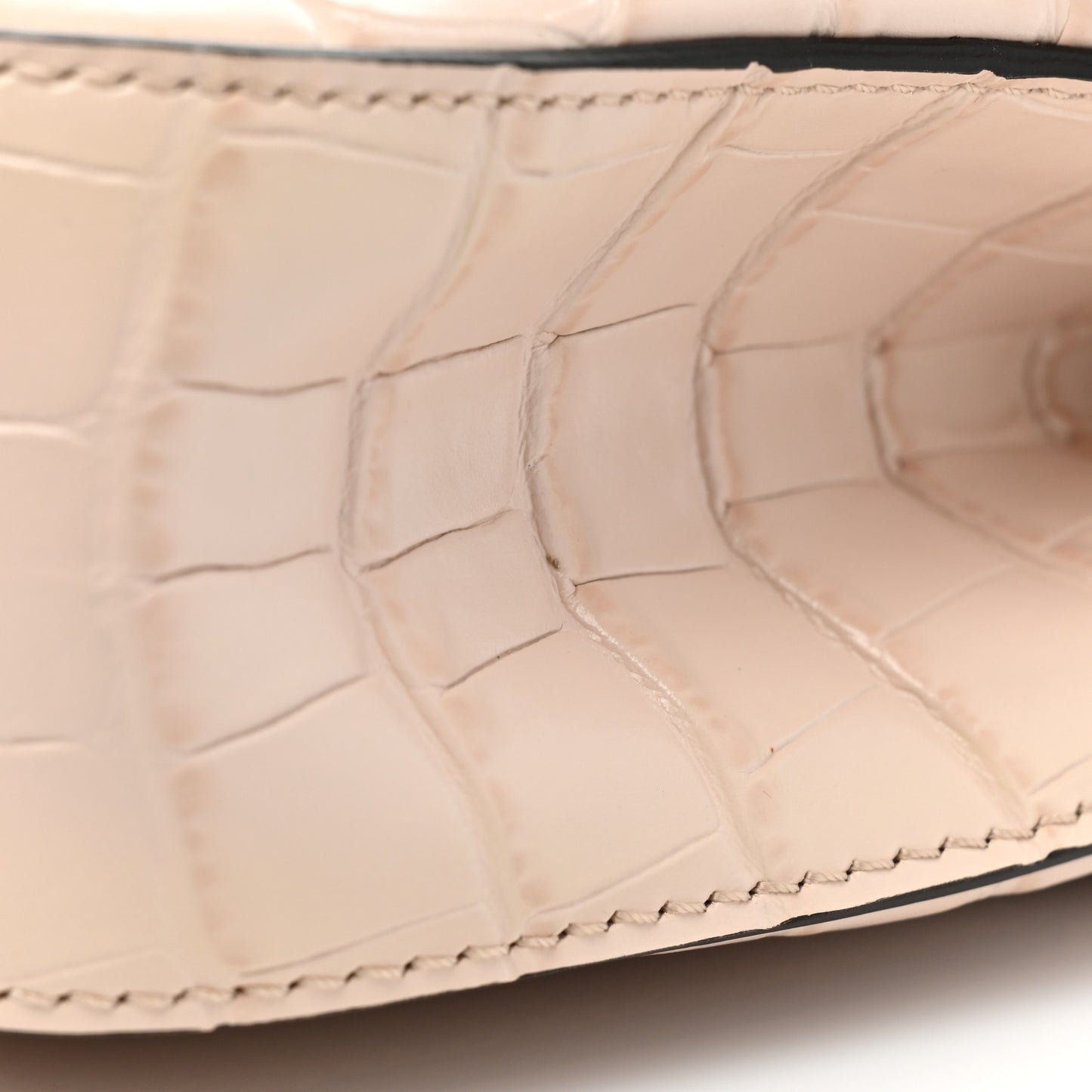 Calfskin Crocodile Embossed Small C Double Carry Cement Pink