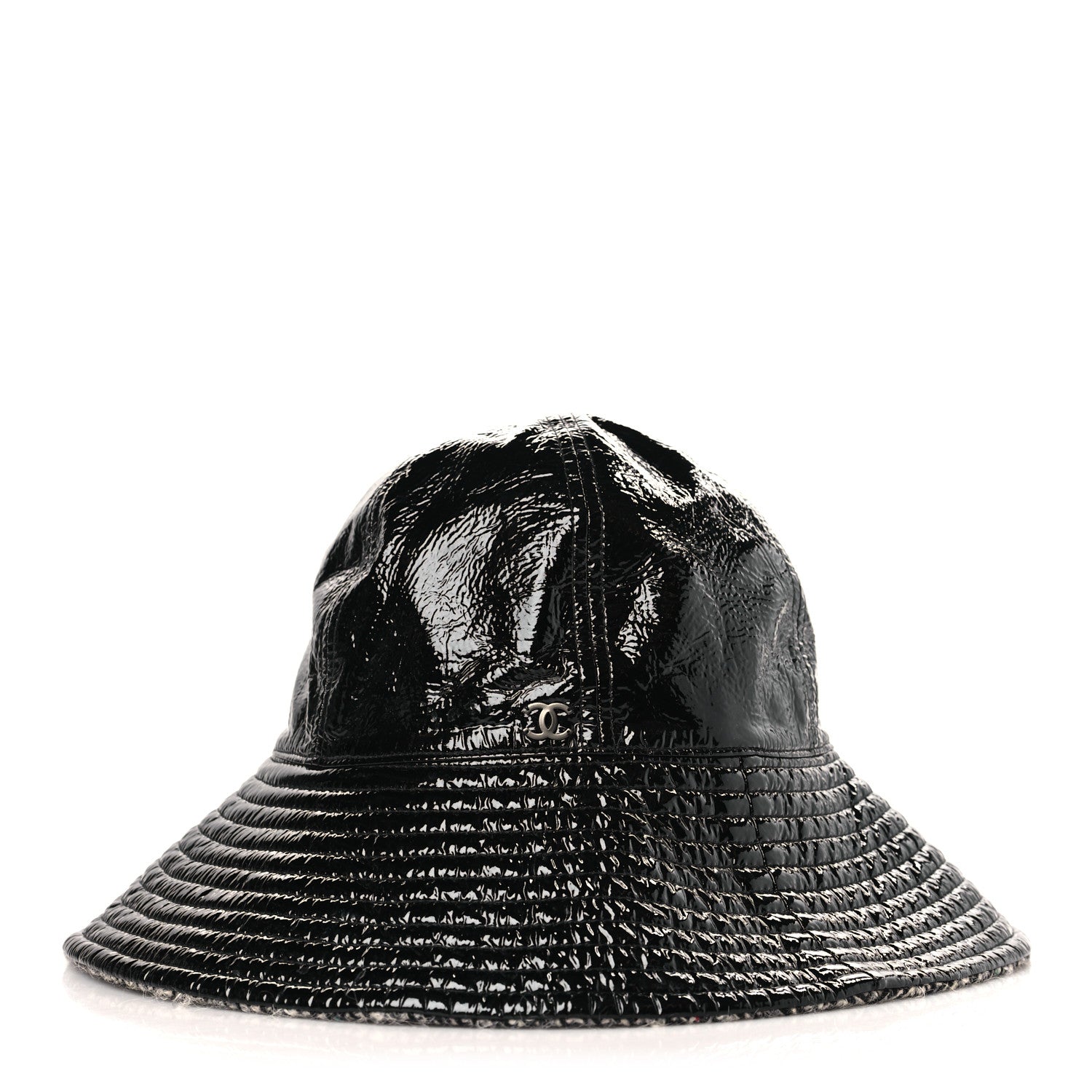 Chanel Vinyl Tweed Bucket Hat 58 Black 1 of 7