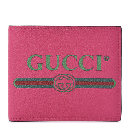 Gucci Grained Calfskin Logo Bi-Fold Wallet Box Pink Green 1 of 11