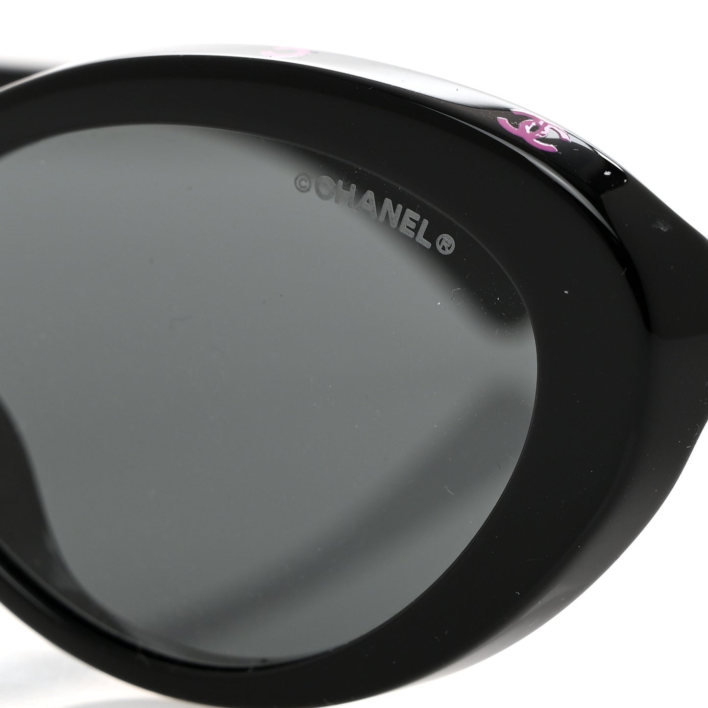 Acetate Oval Sunglasses 5416-A Black Pink