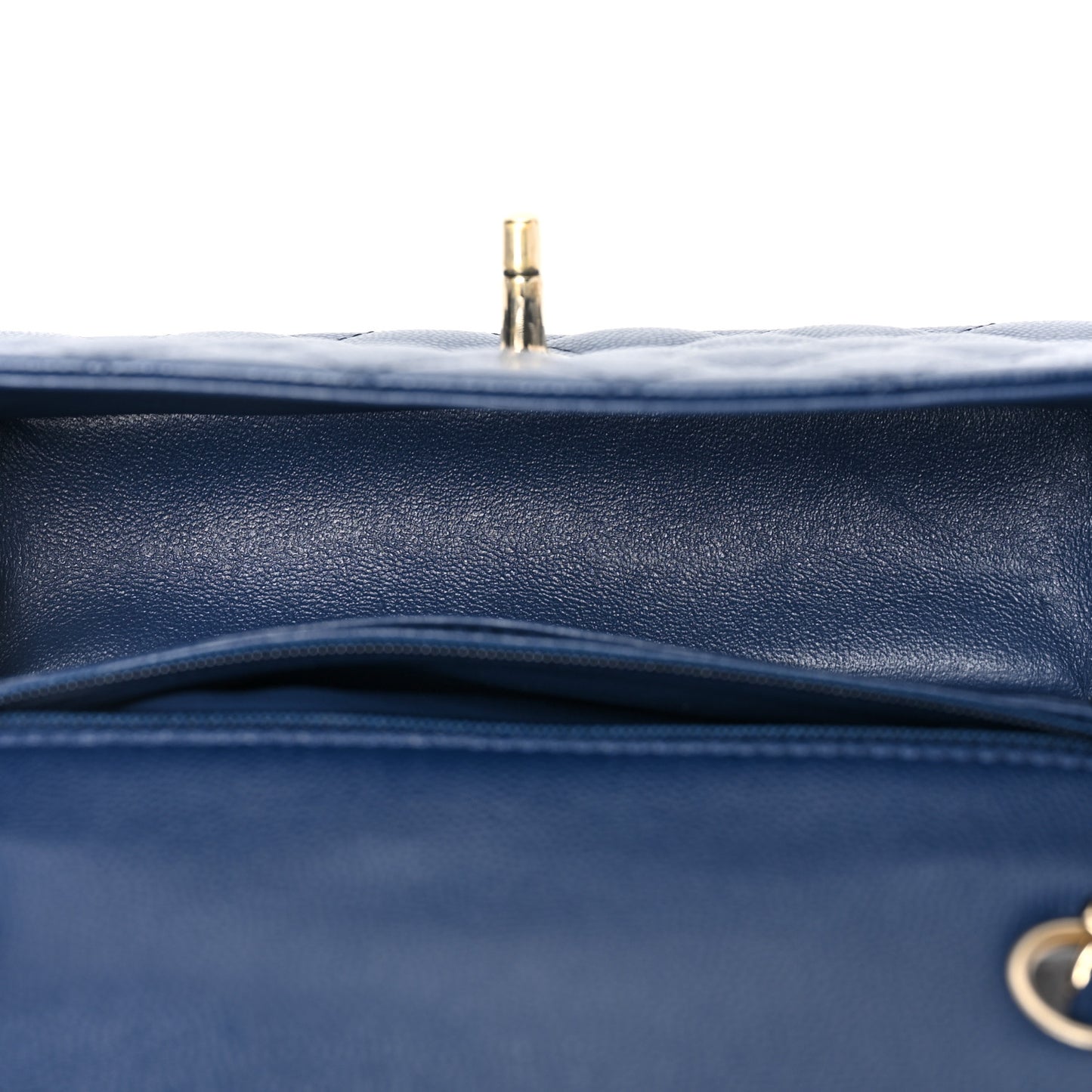 Caviar Quilted Mini Rectangular Flap Dark Blue