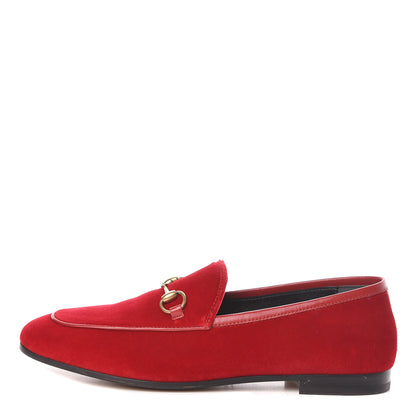 Gucci Velvet Horsebit Womens Jordaan Loafers 38 Hibiscus Red 1 of 10