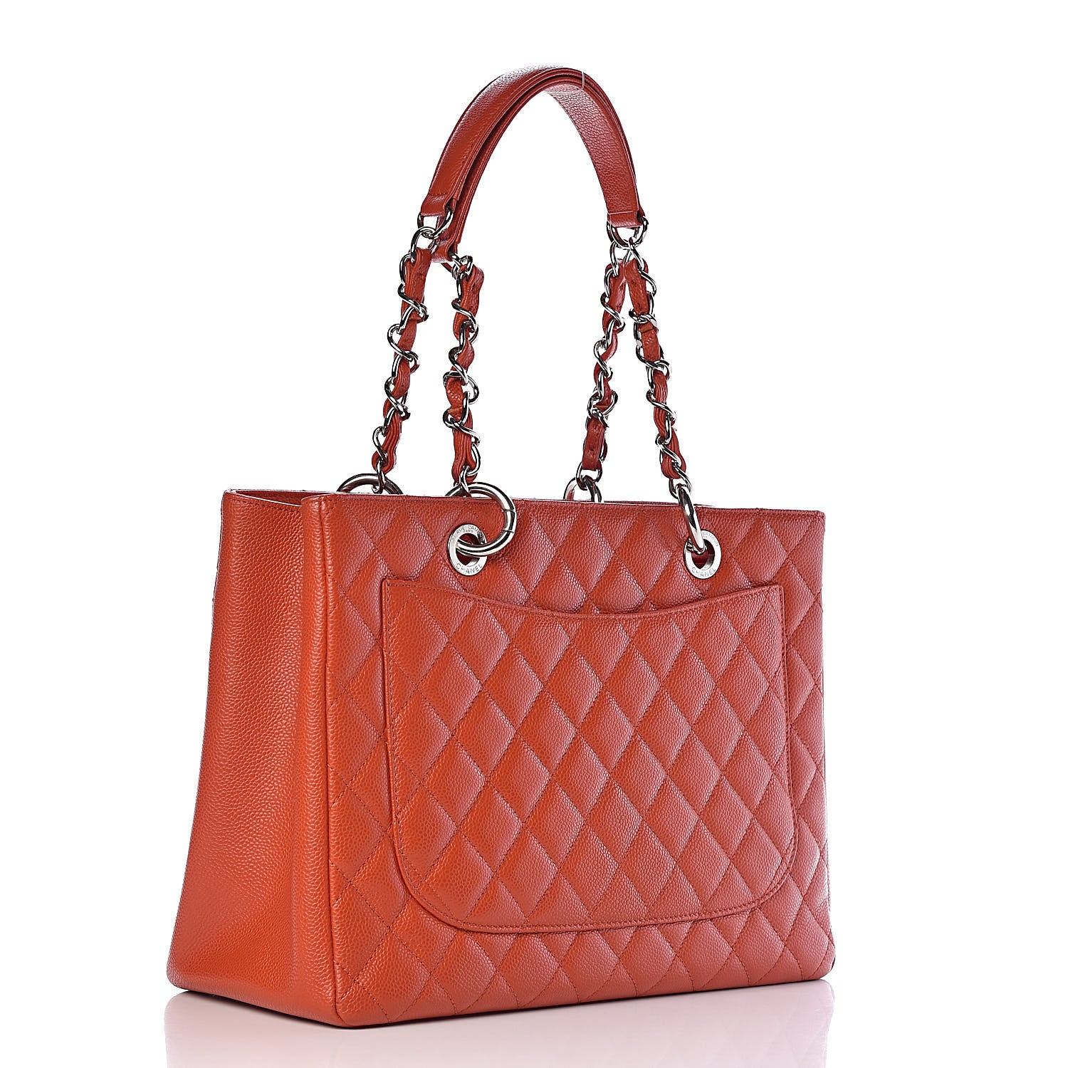 Chanel Caviar Quilted Grand Shopping Tote GST Orange 3 of 19