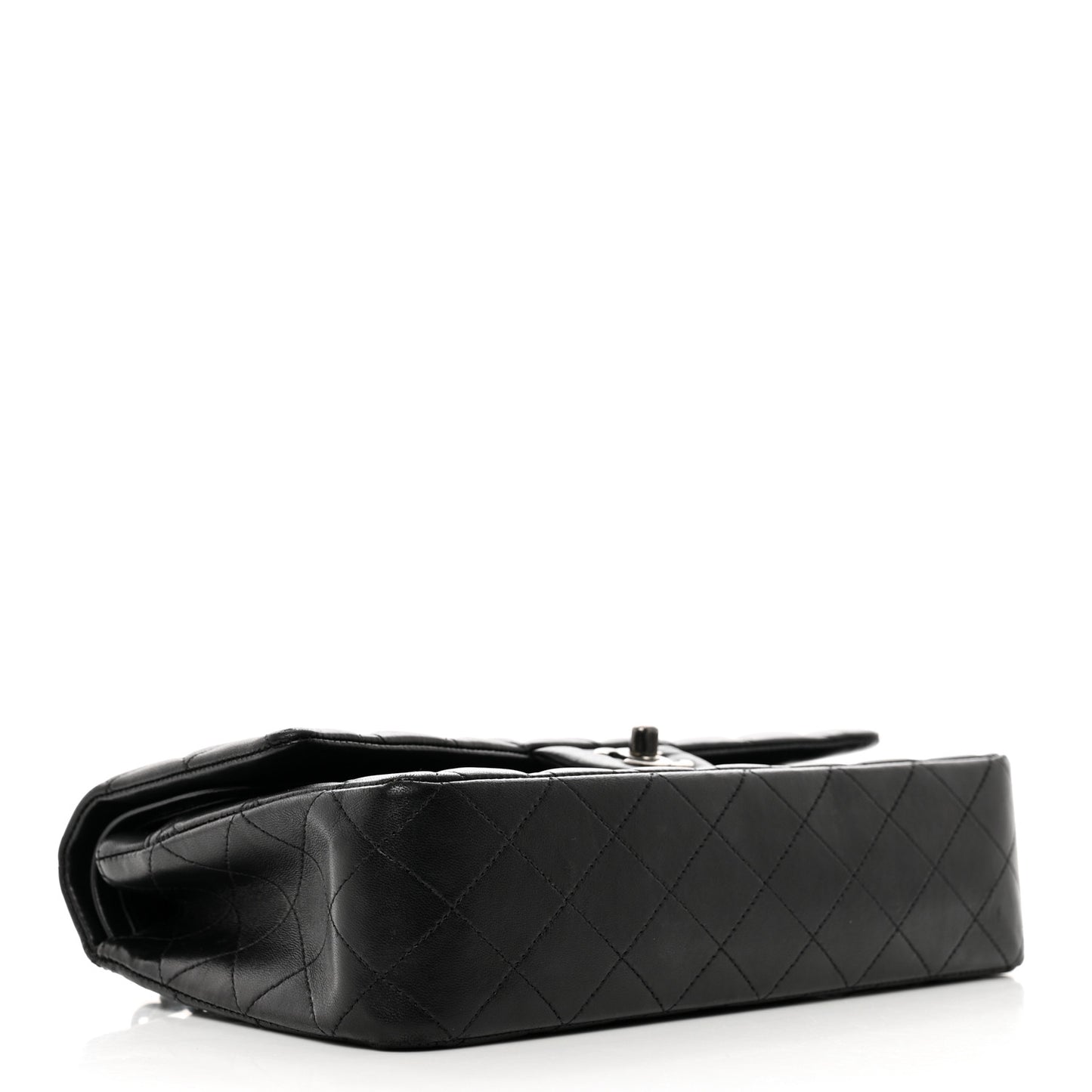 Lambskin Quilted Medium Double Flap Black