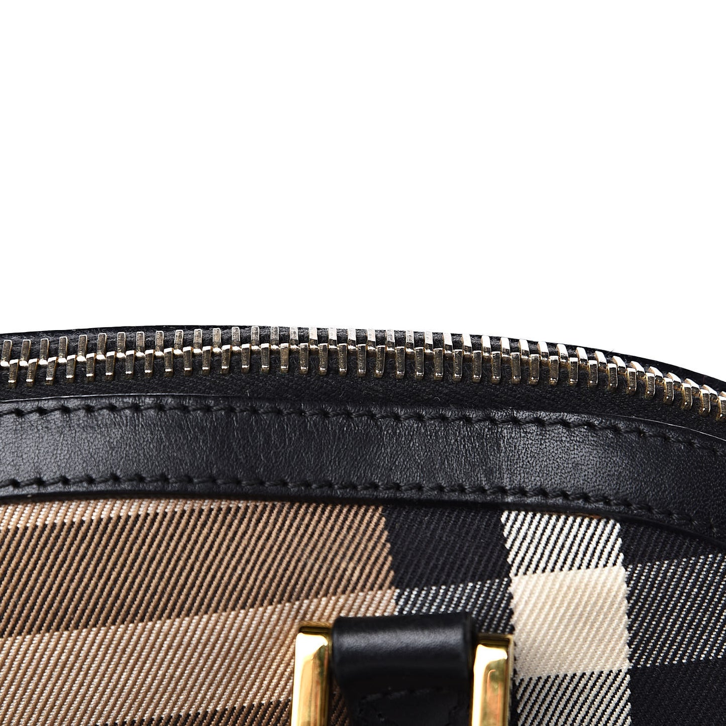 Bridle Calfskin House Check Small Orchard Bowling Bag Black