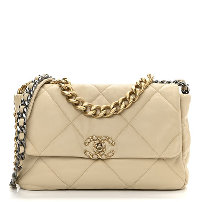 Chanel Lambskin Quilted Large Chanel 19 Flap Beige 1 of 11
