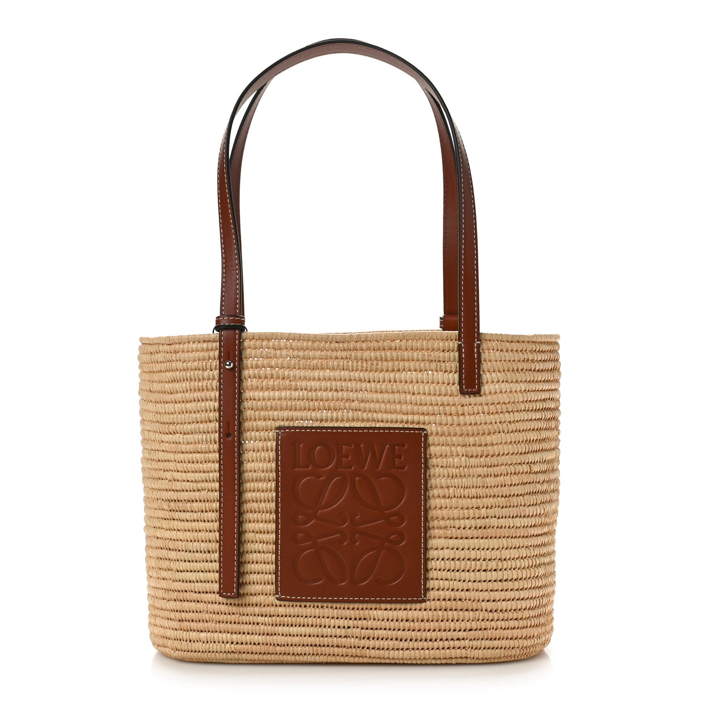 Raffia Small Square Basket Tote Bag Natural Tan
