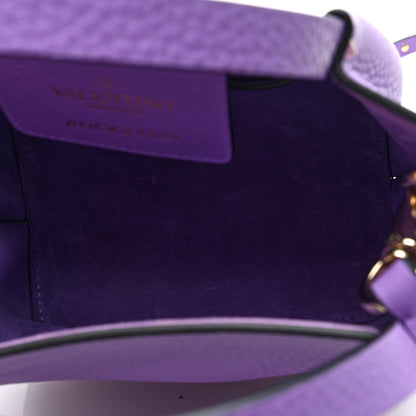 Valentino Garavani Pebbled Calfskin Small Rockstud Crossbody Tote Purple 5 of 9