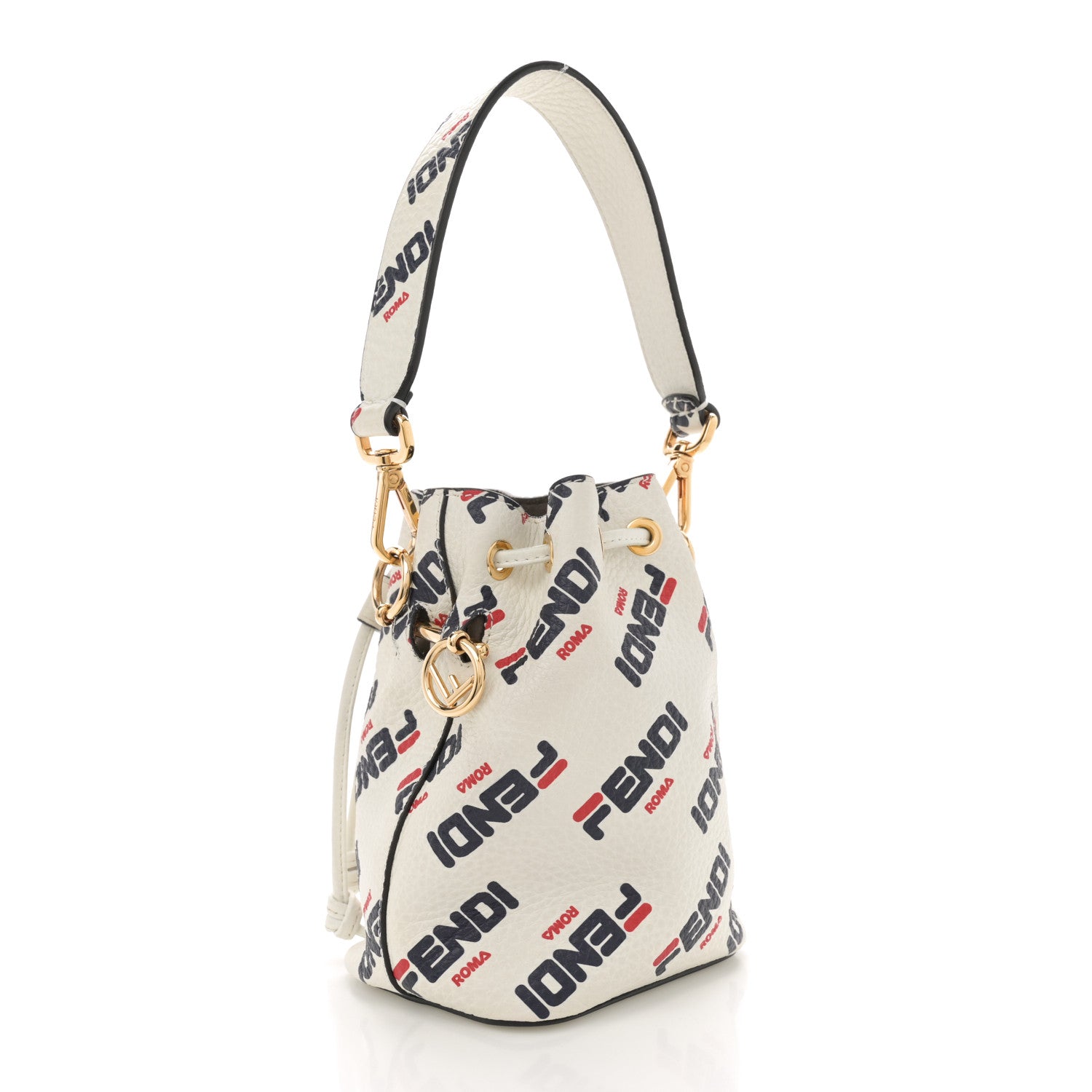 Fendi X FILA Vitello F is Fendi Mania Mini Mon Tresor Bucket Bag White 3 of 11