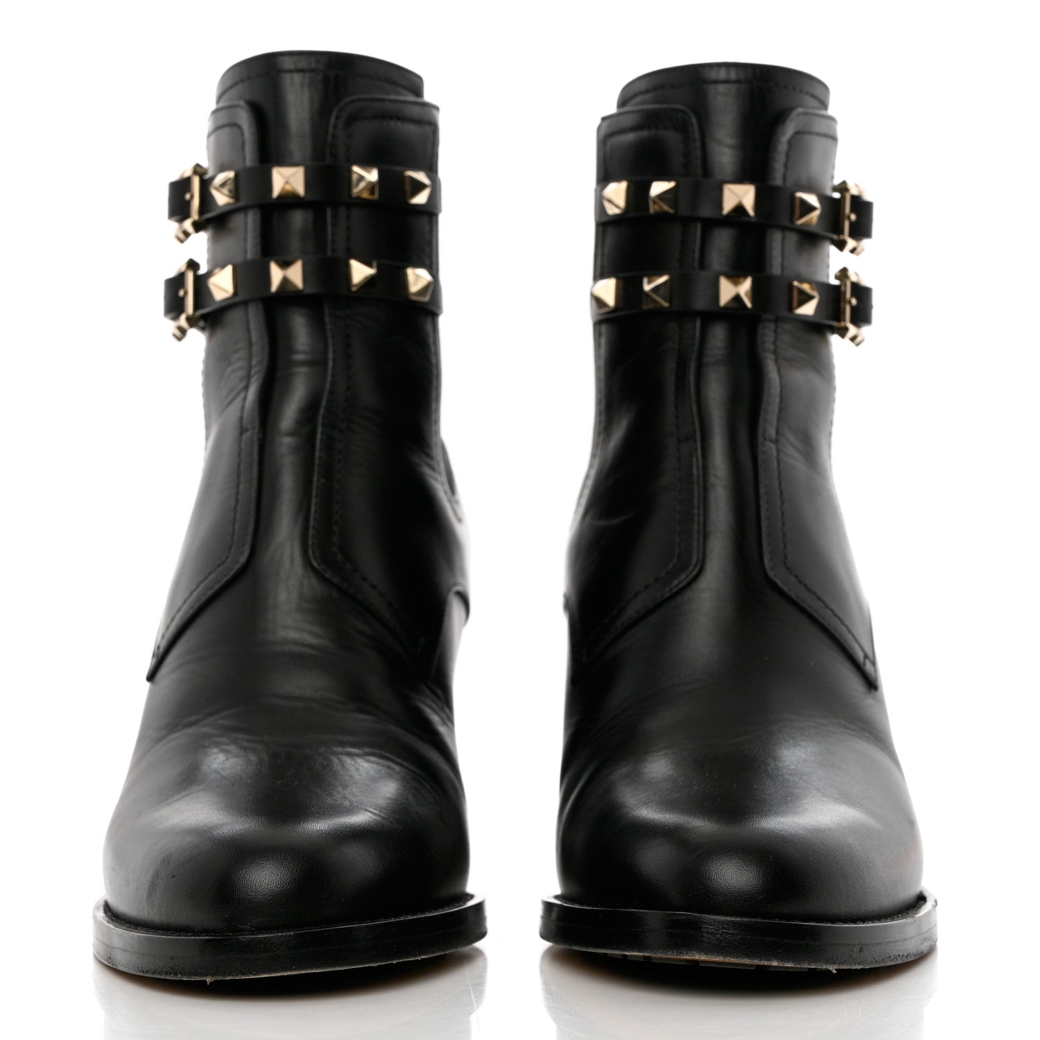 Valentino Garavani Calfskin Rockstud Double Buckle Beatle Chelsea 70mm Ankle Boots 39 Black 2 of 10