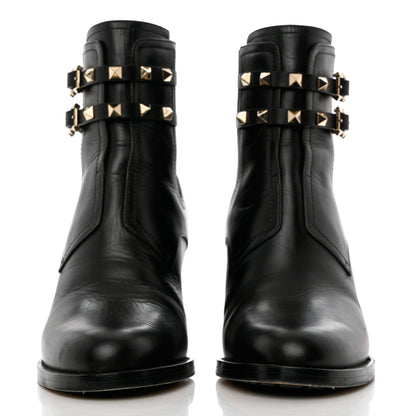 Valentino Garavani Calfskin Rockstud Double Buckle Beatle Chelsea 70mm Ankle Boots 39 Black 2 of 10