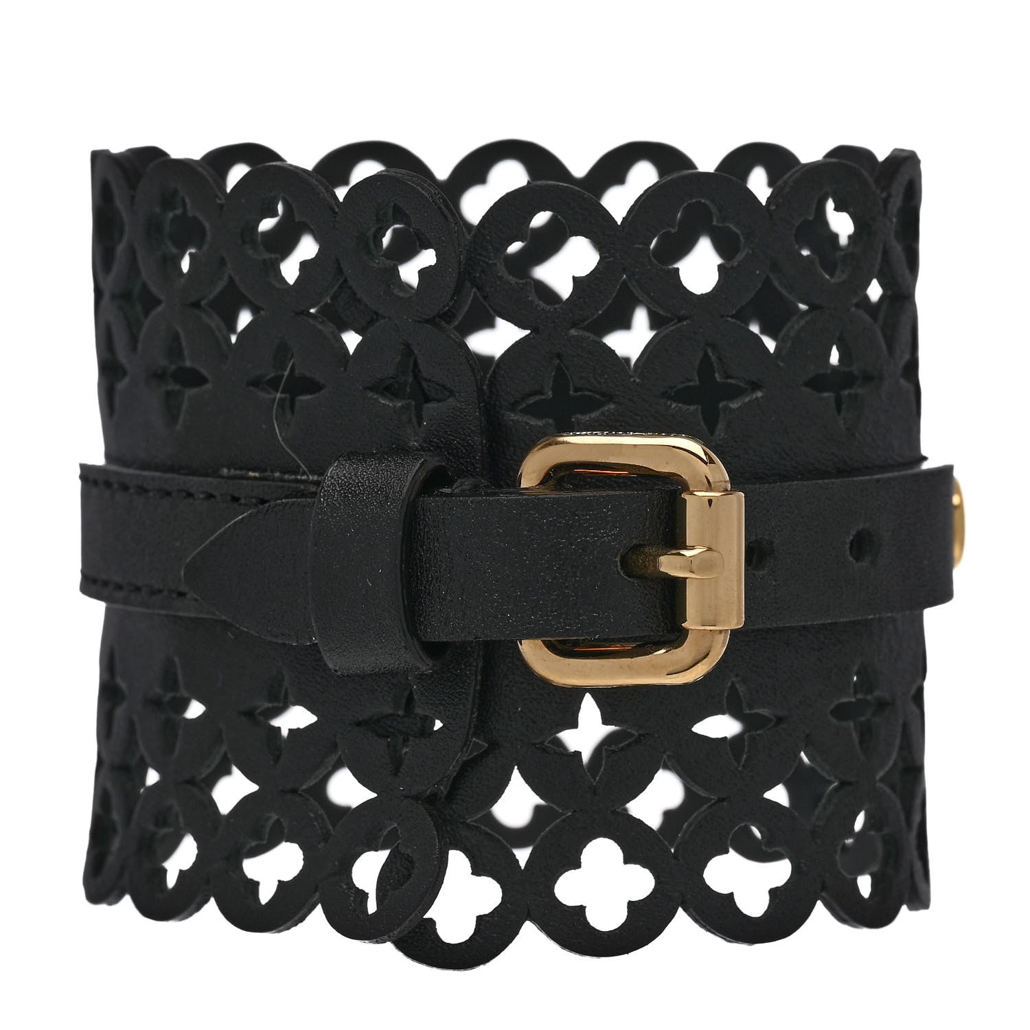 Louis Vuitton Calfskin Flower It Bracelet 17 Black 1 of 6