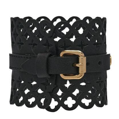 Louis Vuitton Calfskin Flower It Bracelet 17 Black 1 of 6