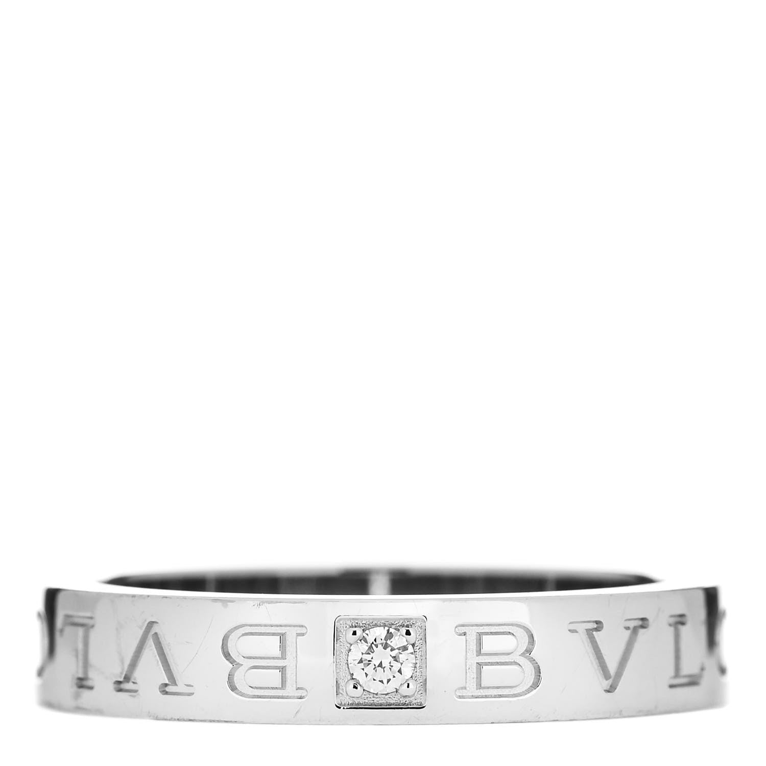 Bulgari 18K White Gold Diamond B.Zero1 Essential Band Ring 60 9 1 of 5