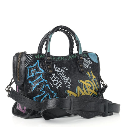 Balenciaga Agneau Graffiti All Over Classic Hardware S City Black Multicolor 3 of 9