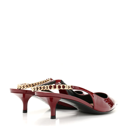 Gucci Vernice Crystal Nappa Charlotte Signoria 45mm Slingback Pumps 37 Rosso Ancora 5 of 10