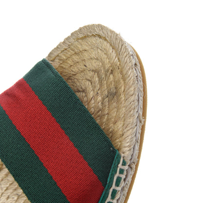 Gucci Canvas Malaga Kid Web Ankle Wrap Espadrille Wedge Sandals 40 Green Red Mystic White Emerald 15 of 19