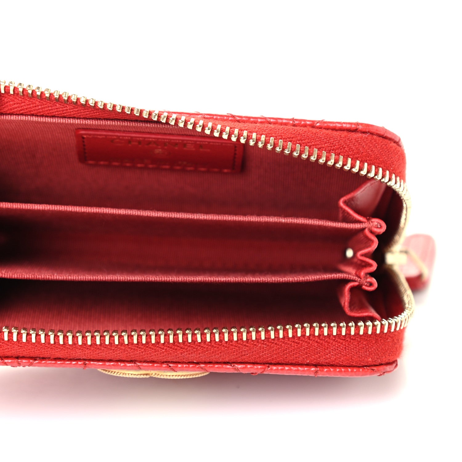 Chanel Caviar Stitched Zip Coin Purse Red 4 of 4