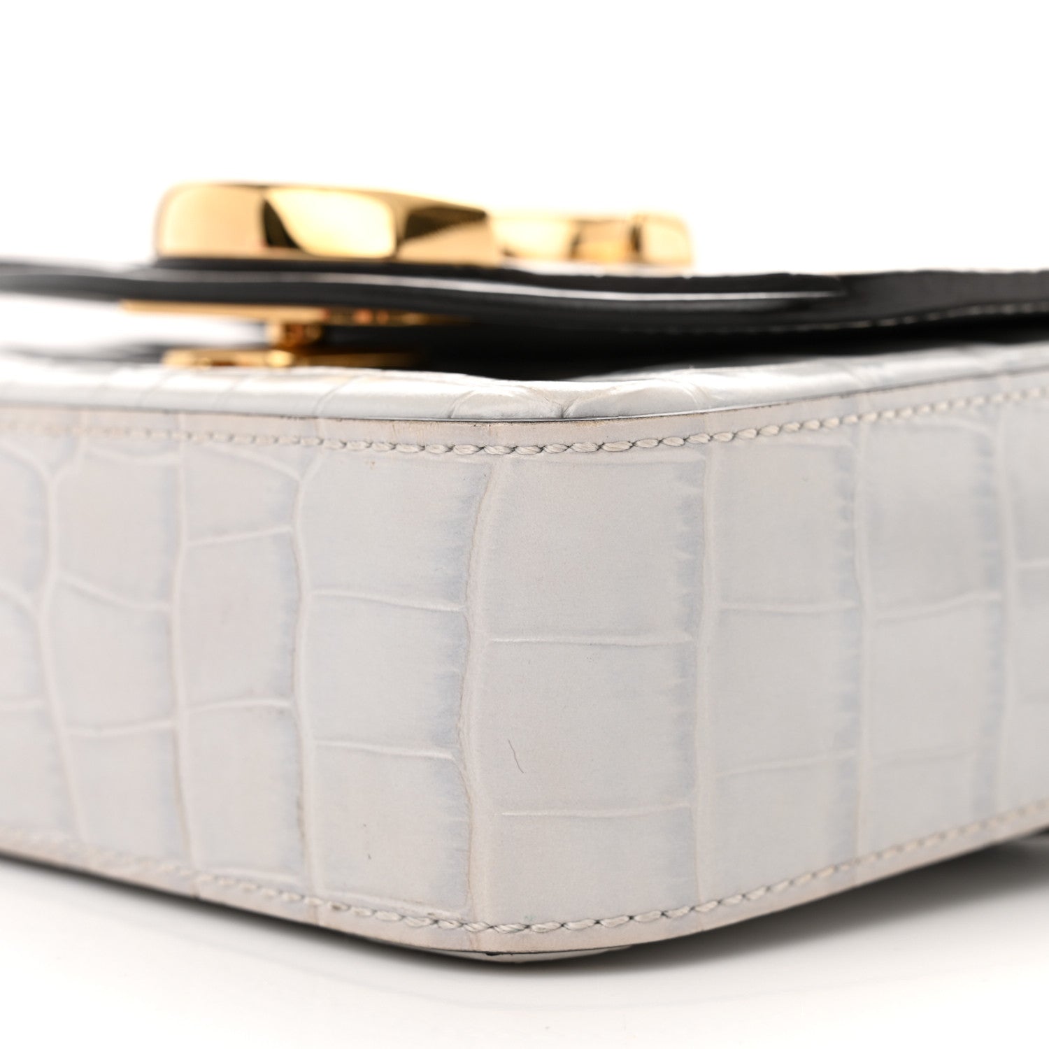 Chloe Crocodile Embossed Calfskin Mini C Double Carry Stormy Grey 9 of 13