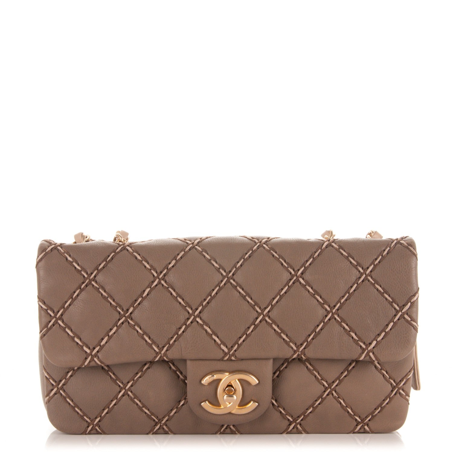 Chanel Calfskin Double Stitched Medium Flap Grey 1 of 7