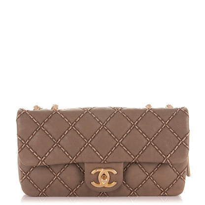 Chanel Calfskin Double Stitched Medium Flap Grey 1 of 7